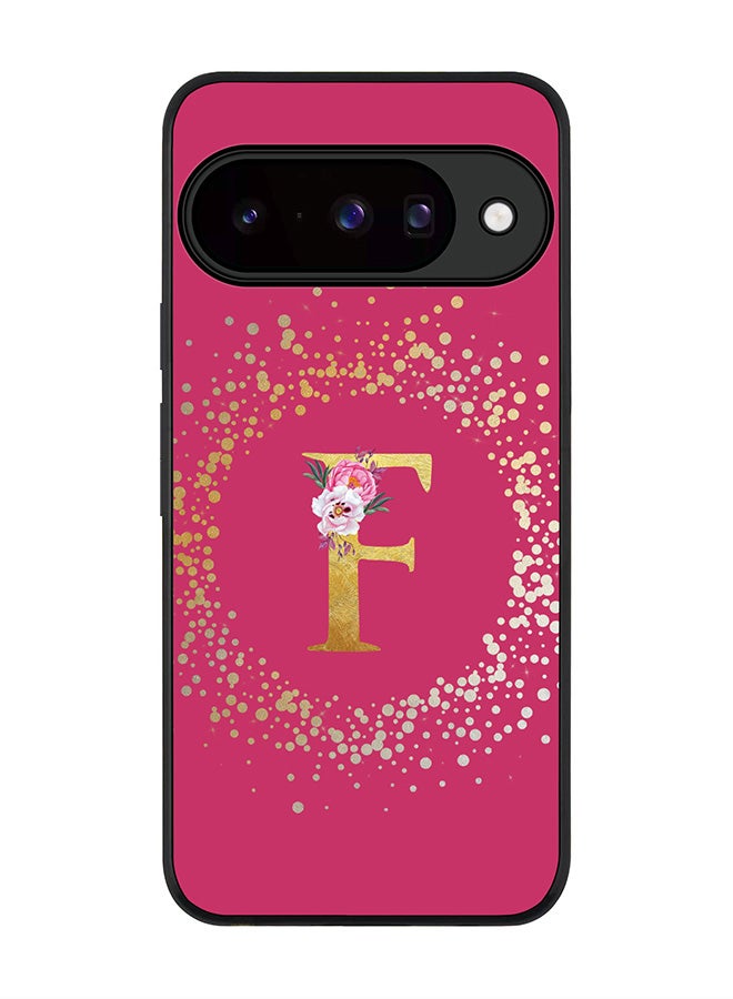 For Google Pixel 10 Case,Slim fit Camera Protection, Shockproof Thin Phone cover  - Custom Monogram Floral - F ( Deep Pink )